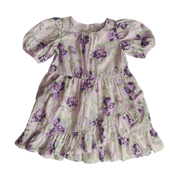 Janie & Jack Purple Floral Print Ruffle Wrap Front Dress Size 2T - Picture 7 of 9